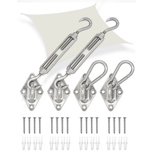 AMANKA Schwerlast Befestigung Set für viereckige Sonnensegel, Edelstahl mit Schrauben und Dübel.