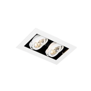 Weißer QAZQA Einbaustrahler Oneon 70 mit 2 verstellbaren Lampen für GU10 Leuchtmittel.