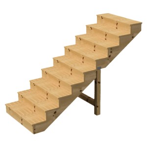 Vinuovo Holztreppe mit 9 Stufen, 80cm breit, inklusive Setzstufen. Außentreppe aus Nadelholz.
