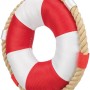 Jollypaw Schwimmring Oxford, 20 cm, rot-weiß, mit Tau, Wasserspielzeug für Hunde.