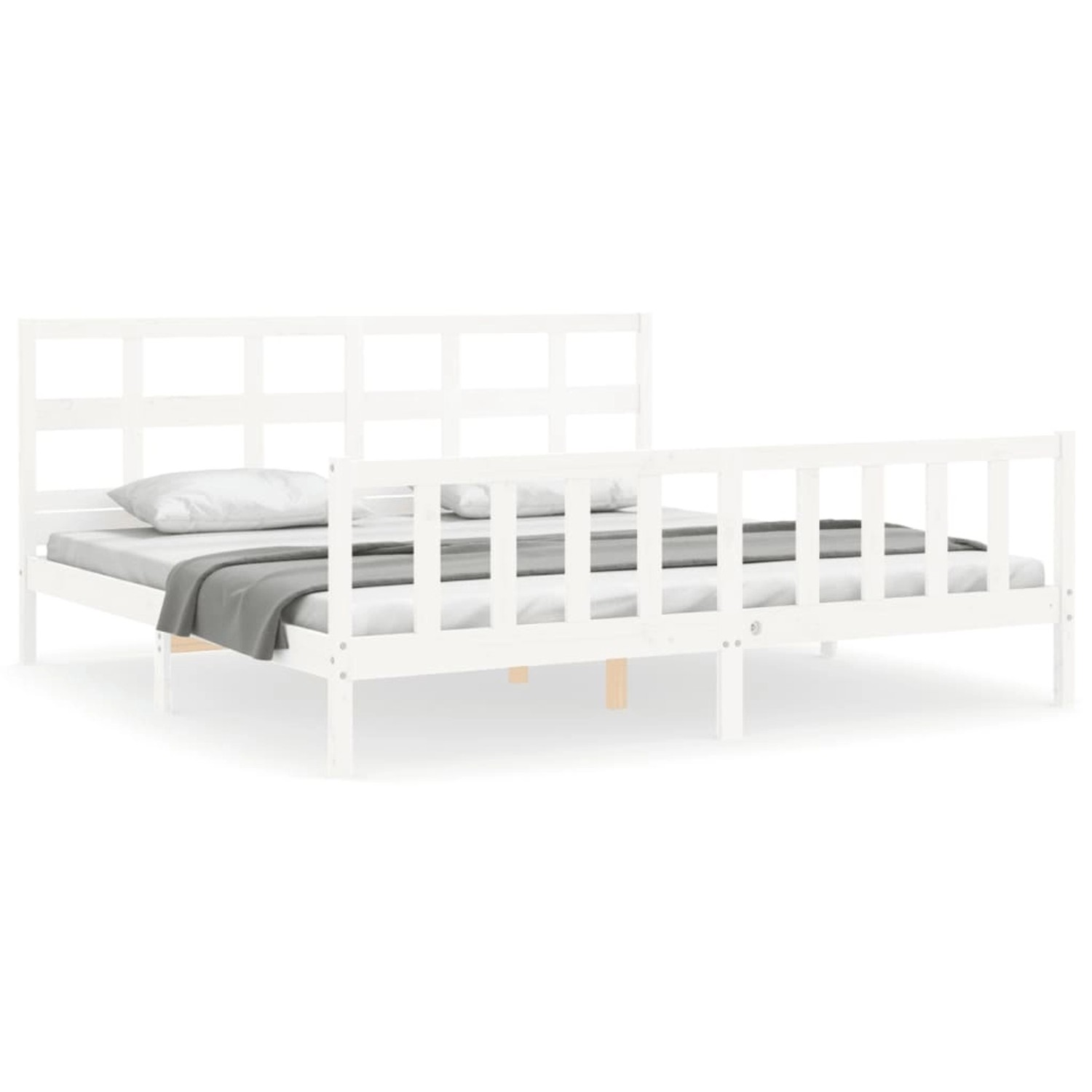 vidaXL Massivholzbett ohne Matratze Weiß 200x200 cm Kiefernholz 3193032 günstig online kaufen
