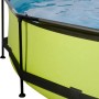 Detailansicht des grünen EXIT Lime Pool Stahlrahmenpools, ø 360 cm, mit schwarzem Rahmen und blauem Wasser.
