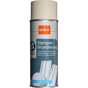 OBI Styropor-Grundierung Spray, beige matt, 400ml Dose. Grundierspray für Styropor, für Innen und Außen.