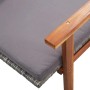 Detailansicht: Graue vidaXL Sonnenliege mit Auflage, Poly Rattan und Akazienholz.