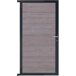 T&J Tor für Sichtschutzzaun Tjörn, 90x175 cm, Sand/Anthrazit. Stabiles Gartentor mit Rahmen und Füllung.