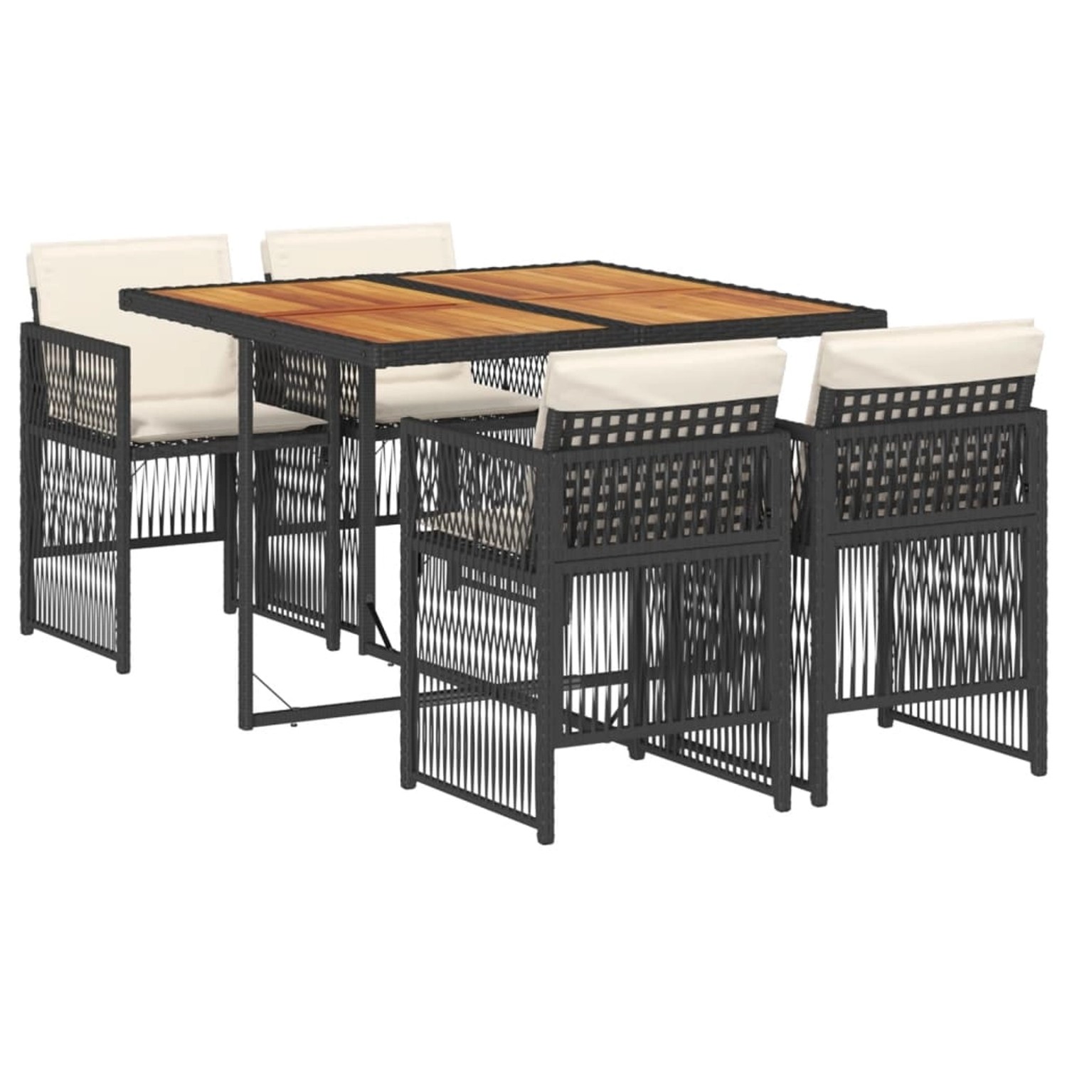 vidaXL 5-Tlg Garten-Essgruppe mit Kissen Schwarz Poly Rattan 3210903 günstig online kaufen