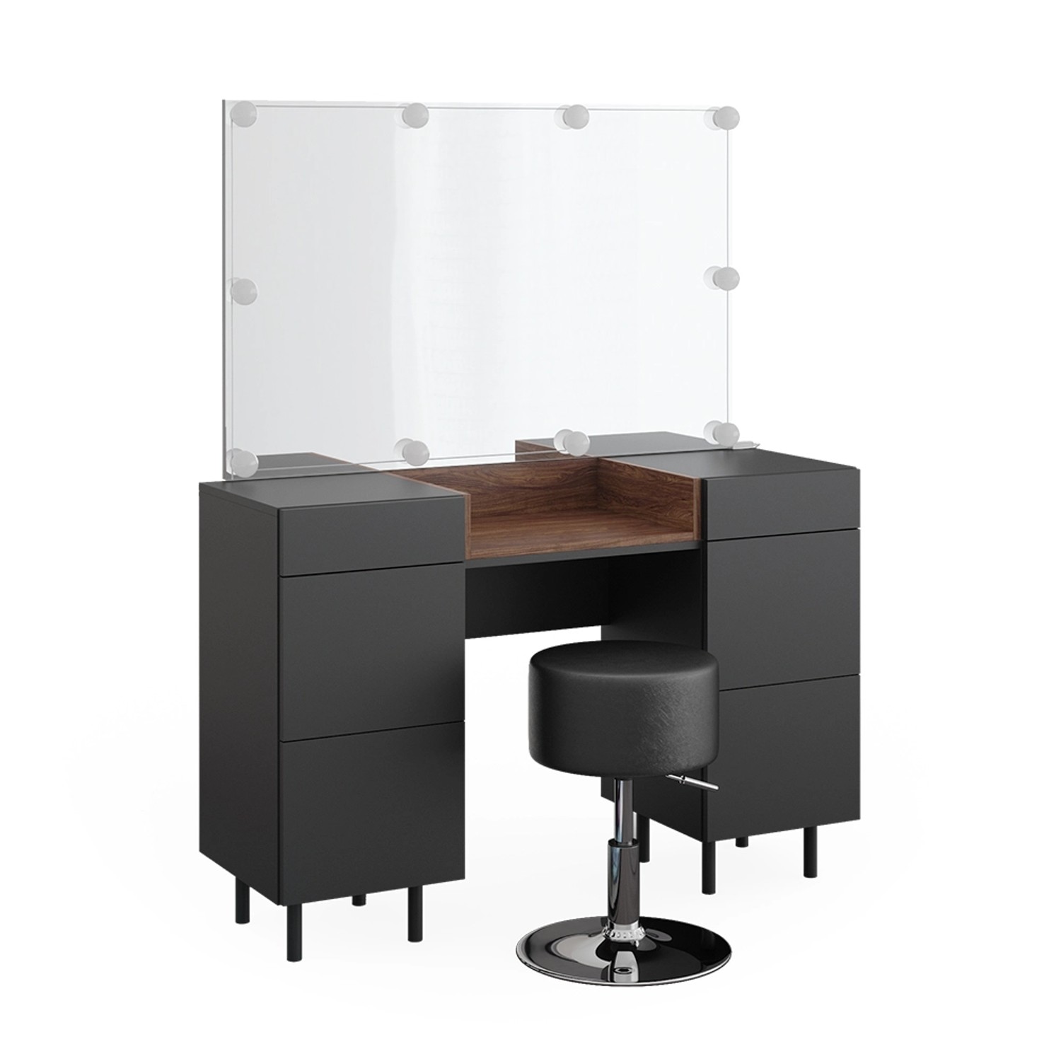 Vicco Schminktisch Anika Anthrazit/Nussbaum 120 cm mit LED Beleuchtung und günstig online kaufen