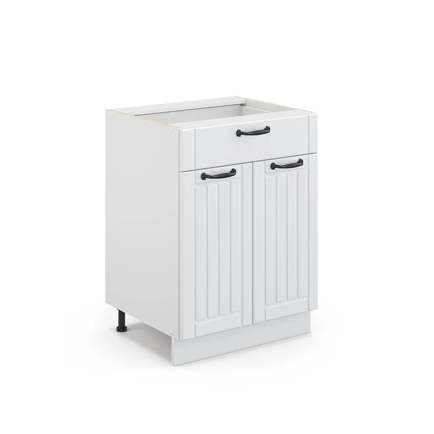Vicco Badschrank Fame-Line Weiß Landhaus 60 x 82 mit Schublade ohne Arbeitsplatte