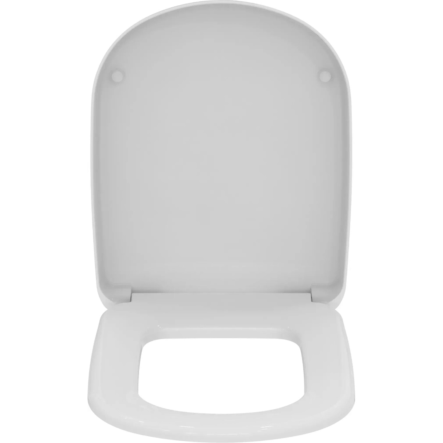 Weißer Ideal Standard WC-Sitz Eurovit Plus mit Softclosing, geöffnet.