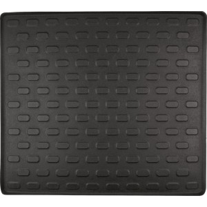 Anthrazitfarbene Kofferraummatte 100x90 cm aus PE mit rutschfester Struktur und erhöhtem Rand für optimalen Schutz.