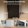 Schwarzer SoBuy Schuhschrank mit ausgesparter Sockelleiste für bündigen Wandabschluss im Flur.