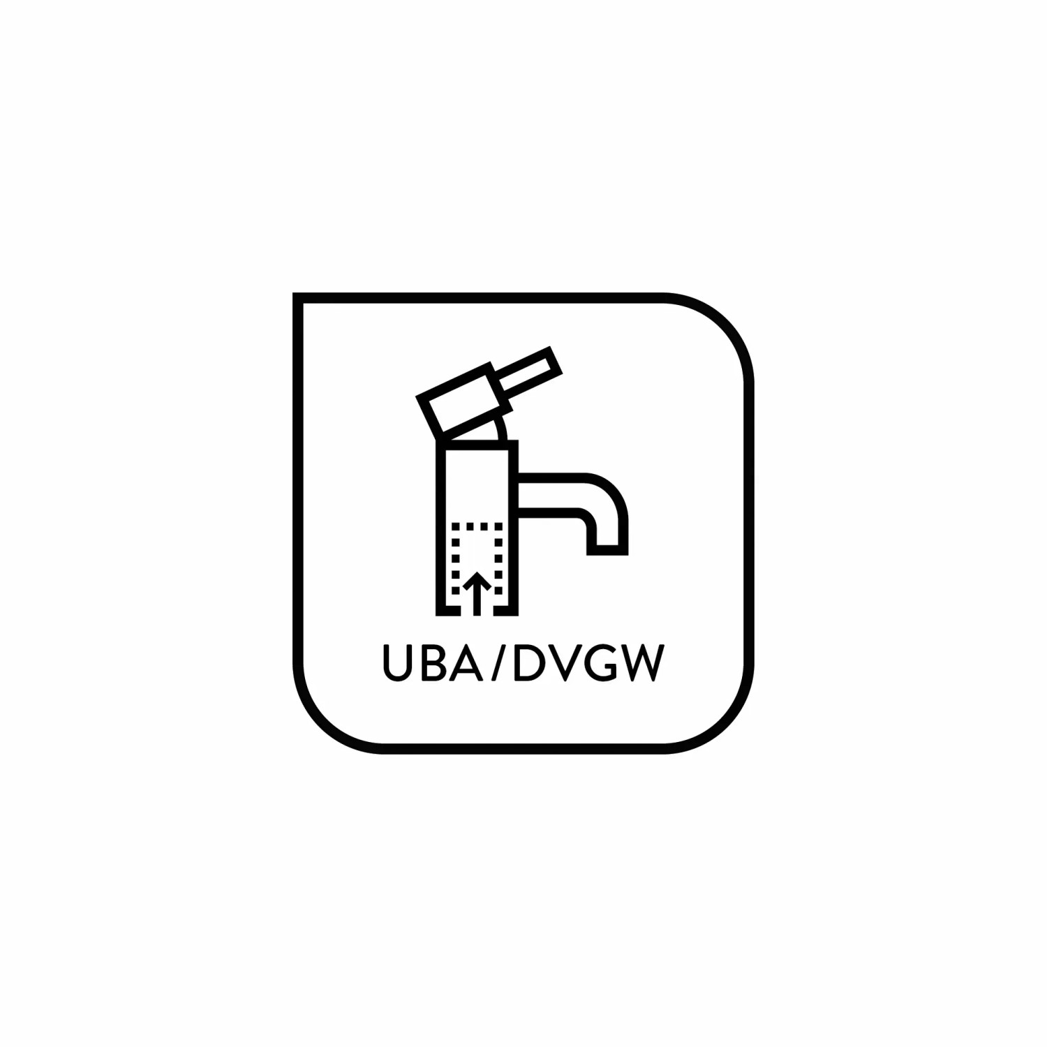 Symbol für Duscharmatur baliv DU-5750 Chrom, UBA/DVGW geprüft.