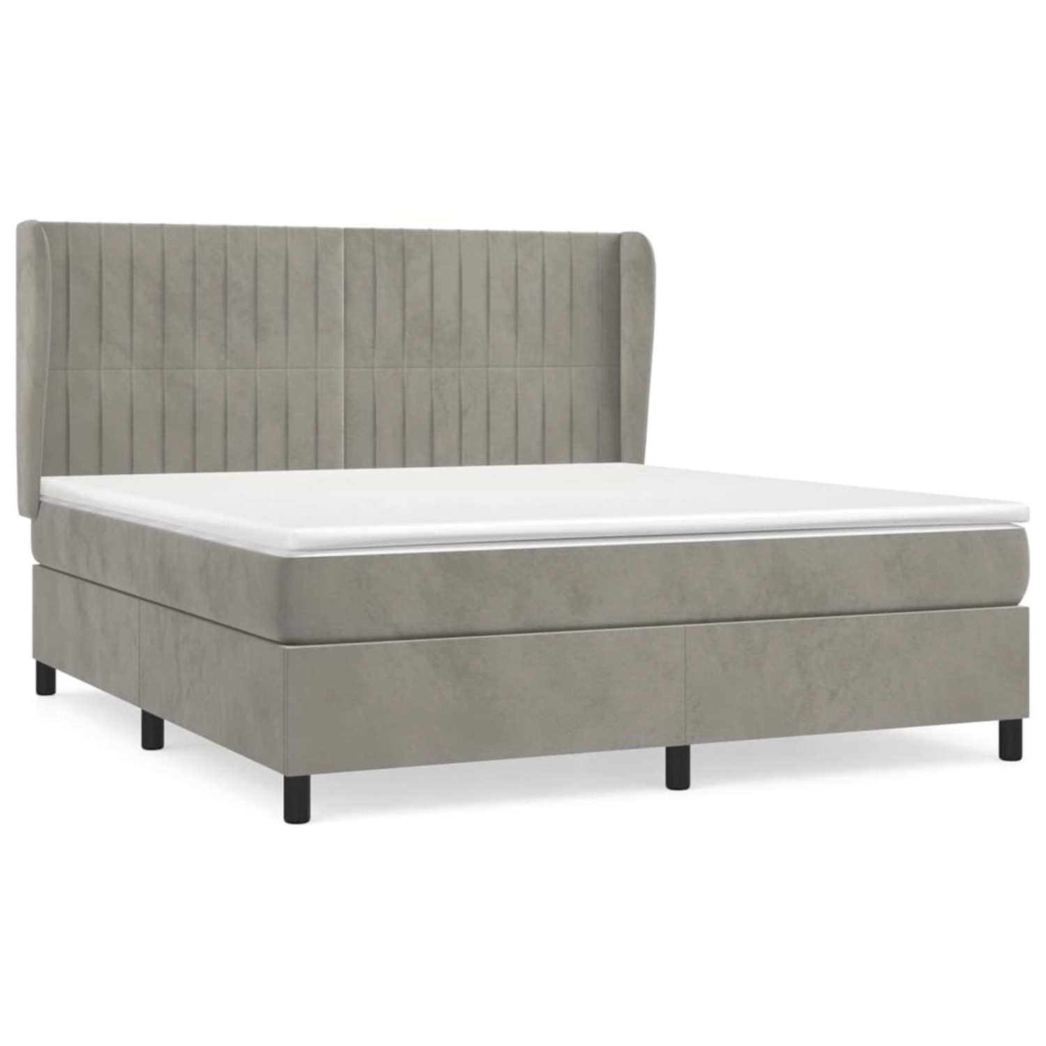vidaXL Boxspringbett mit Matratze Hellgrau 160x200 cm Samt 3129339 günstig online kaufen