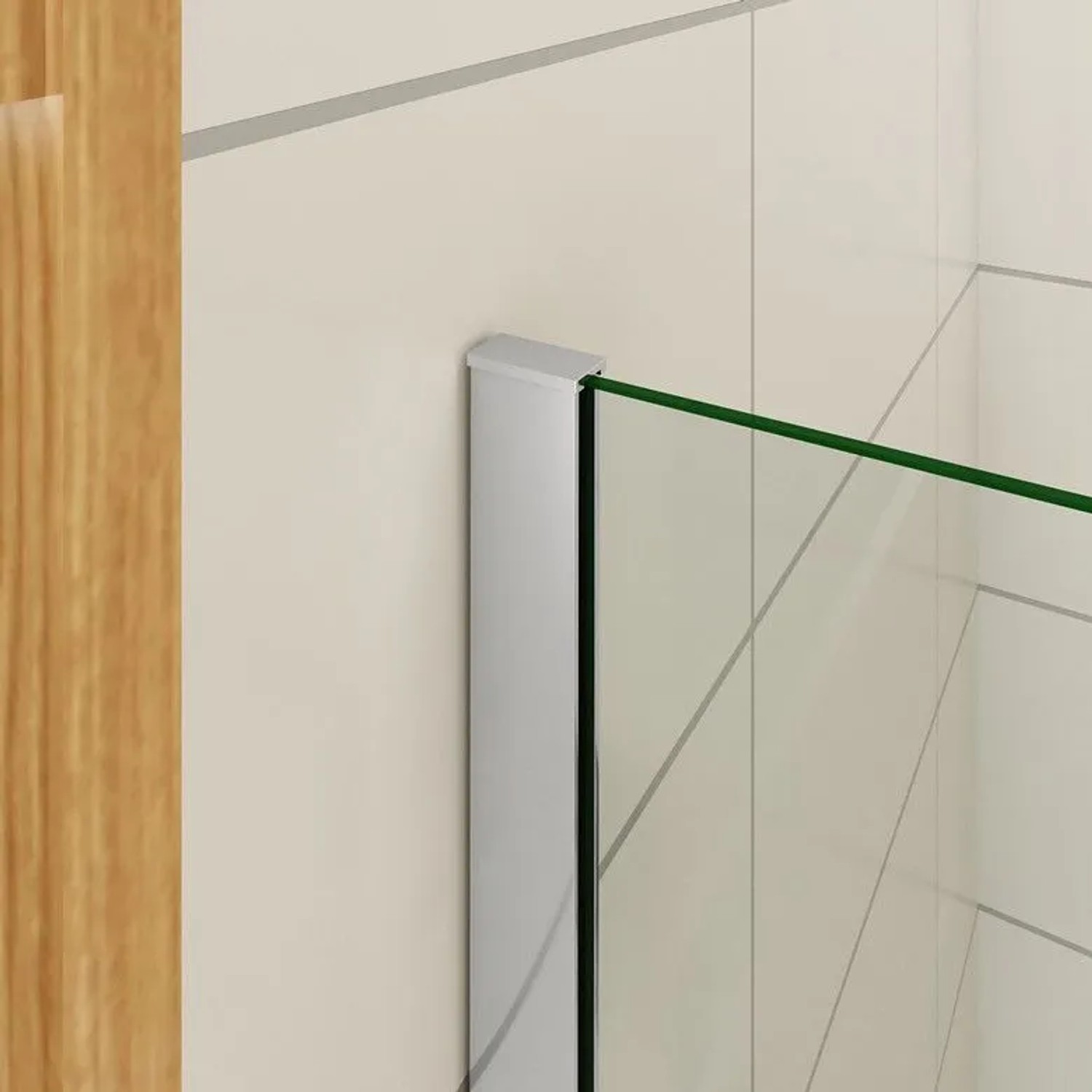 Detailaufnahme: Duschparadies Badewannenaufsatz 75x140cm, 6mm ESG Glas, Chrom glänzend.