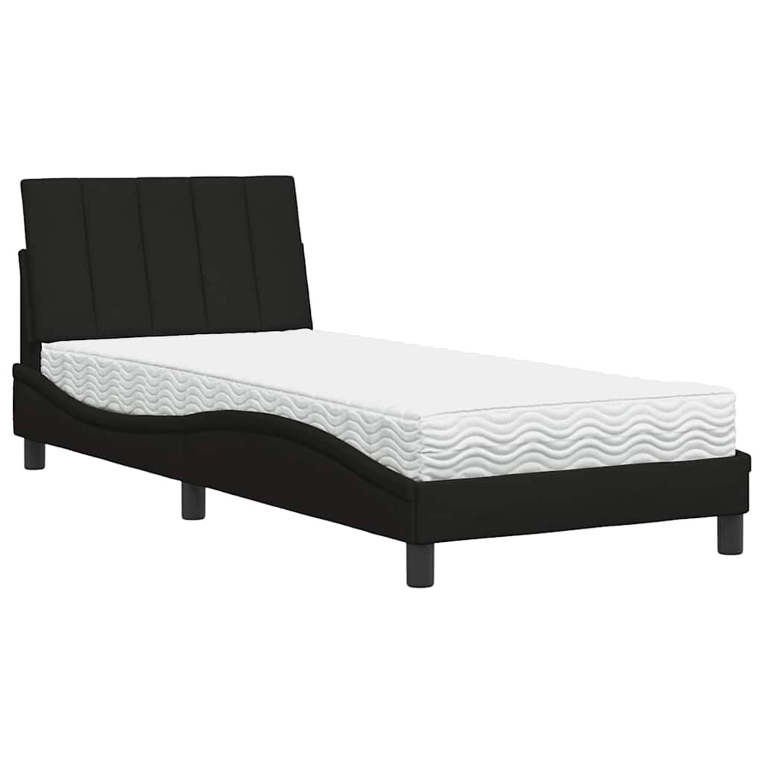 vidaXL Bett mit Matratze Hanko Schwarz 80x200 cm Stoff 3310491