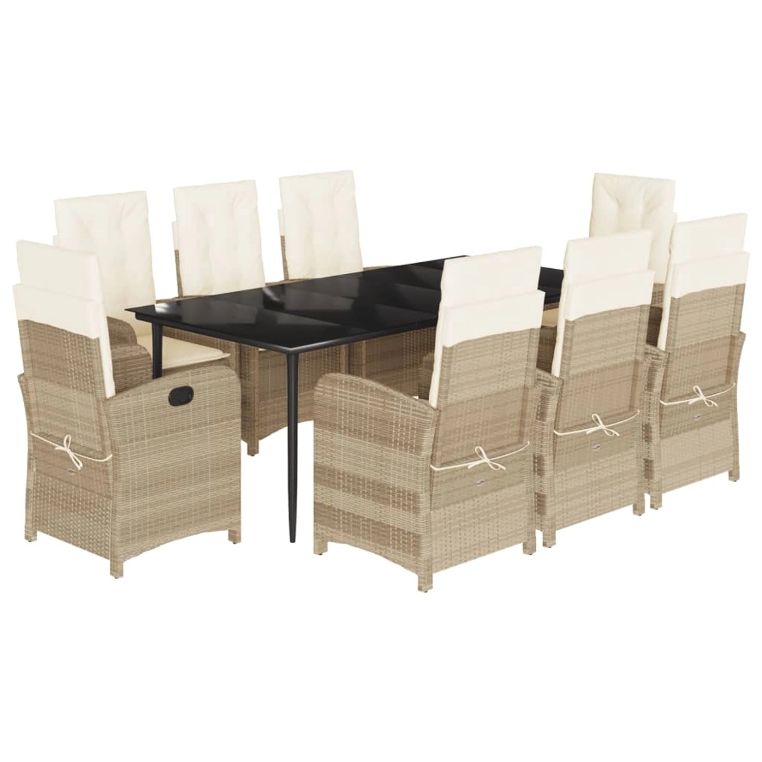 vidaXL 9-Tlg Garten-Essgruppe mit Kissen Beige Poly Rattan 3212378 günstig online kaufen