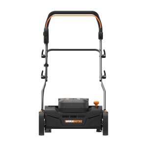 Worx 40 V Akku-Vertikutierer WG855E.9, Elektro-Vertikutierer in Schwarz und Orange.