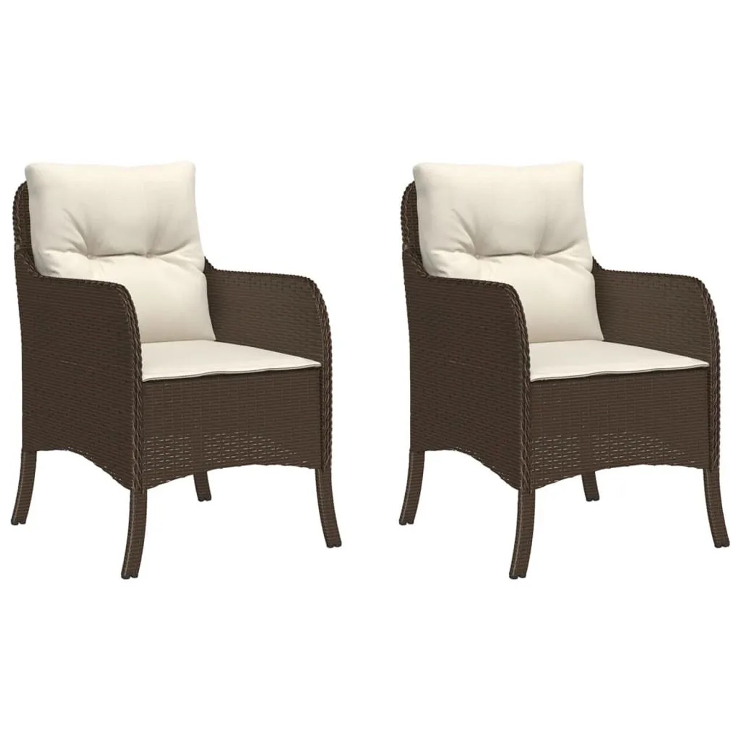 Furnicato Gartenstühle Mit Kissen 2 Stk Braun Poly Rattan