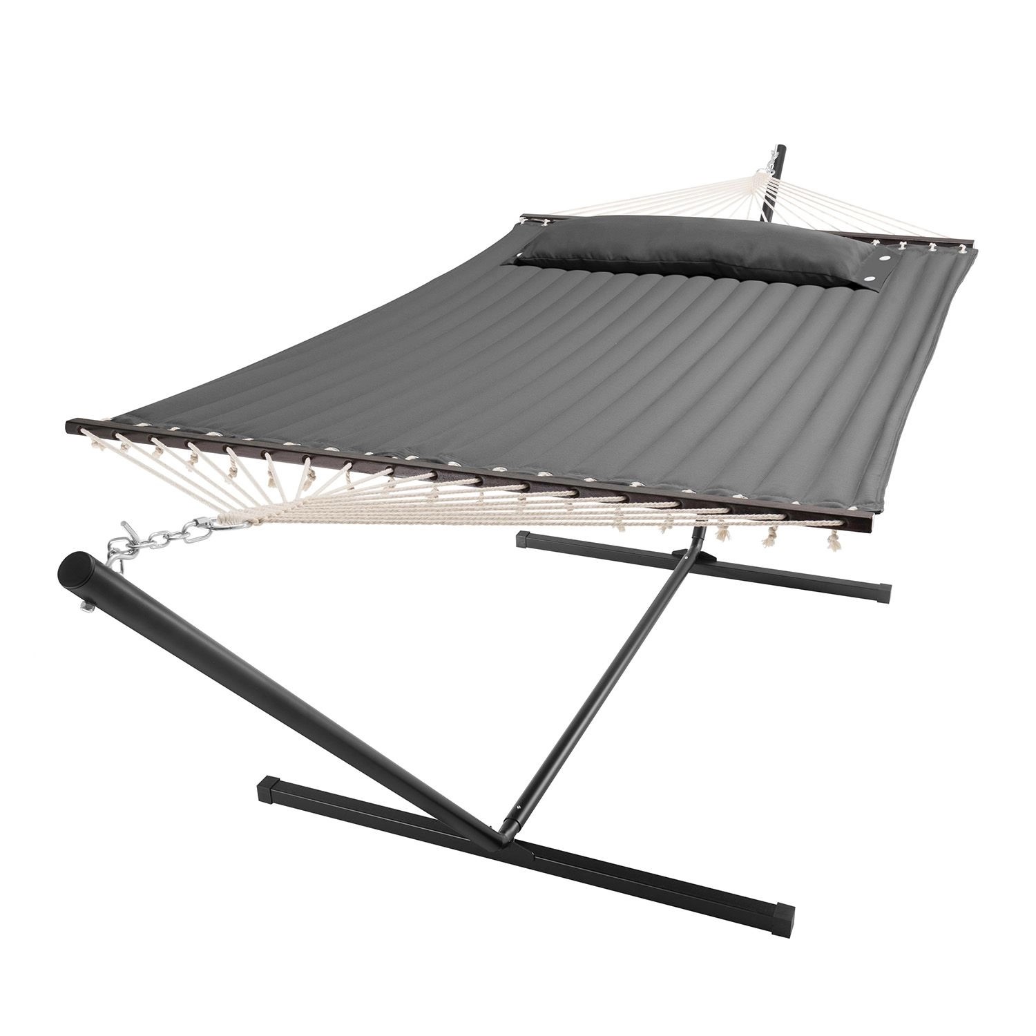 Juskys Hängematte Cata mit Gestell und Kissen 360 x 120 x 115 cm Anthrazit günstig online kaufen
