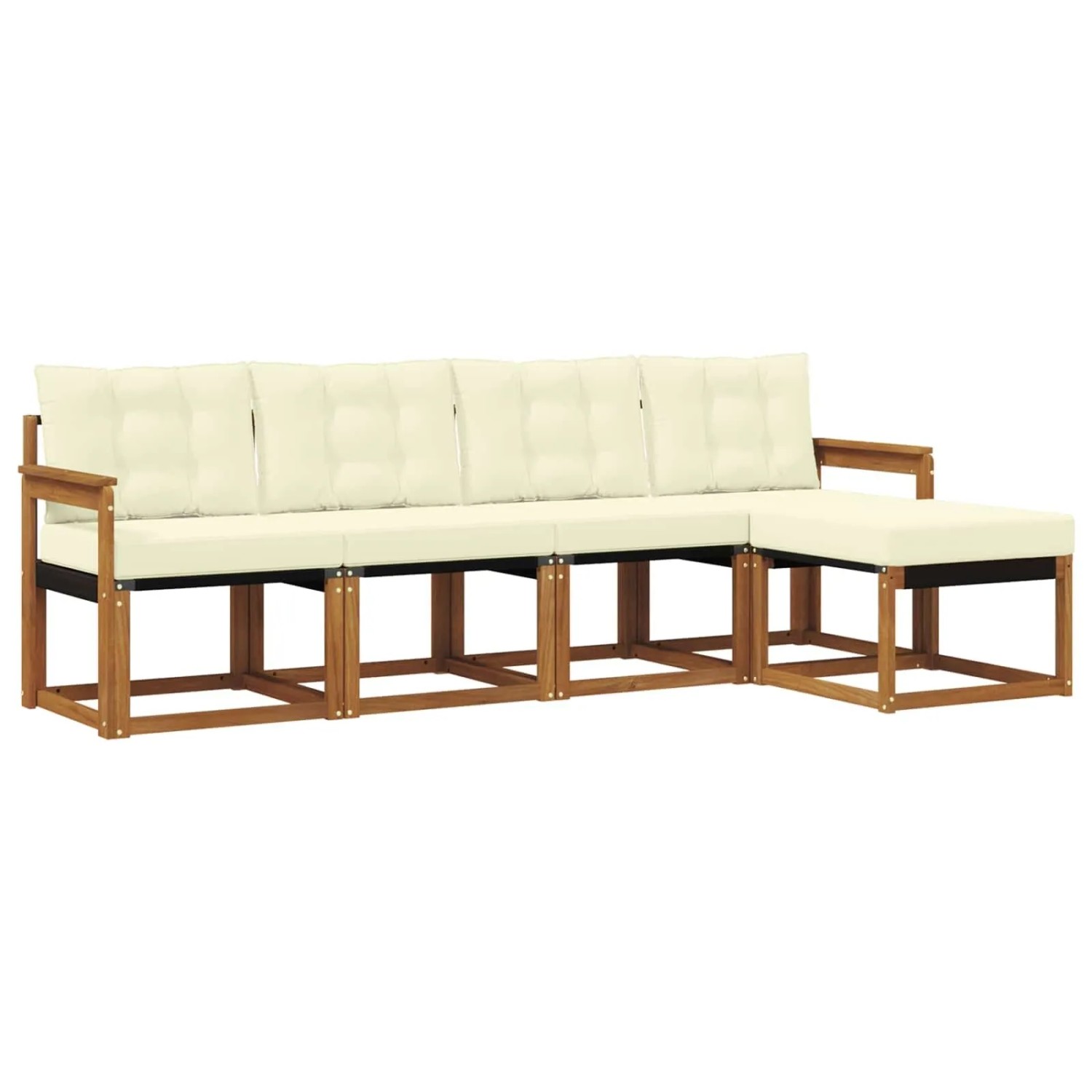 vidaXL Outdoor-Sofagarnitur mit Kissen 5-Tlg Natur und Creme 3368561