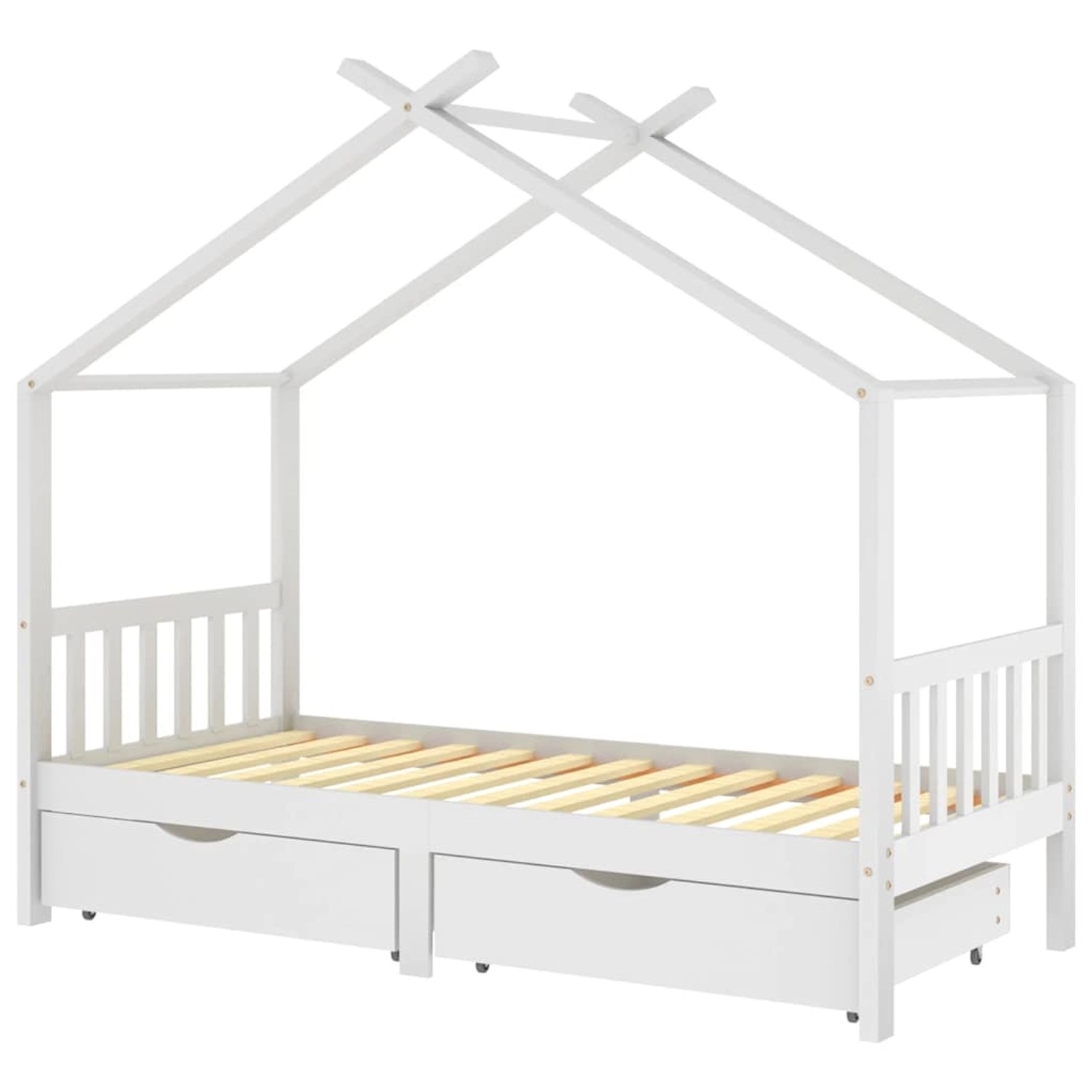 vidaXL Kinderbett mit Schubladen Weiß Massivholz Kiefer 90x200 cm 322150