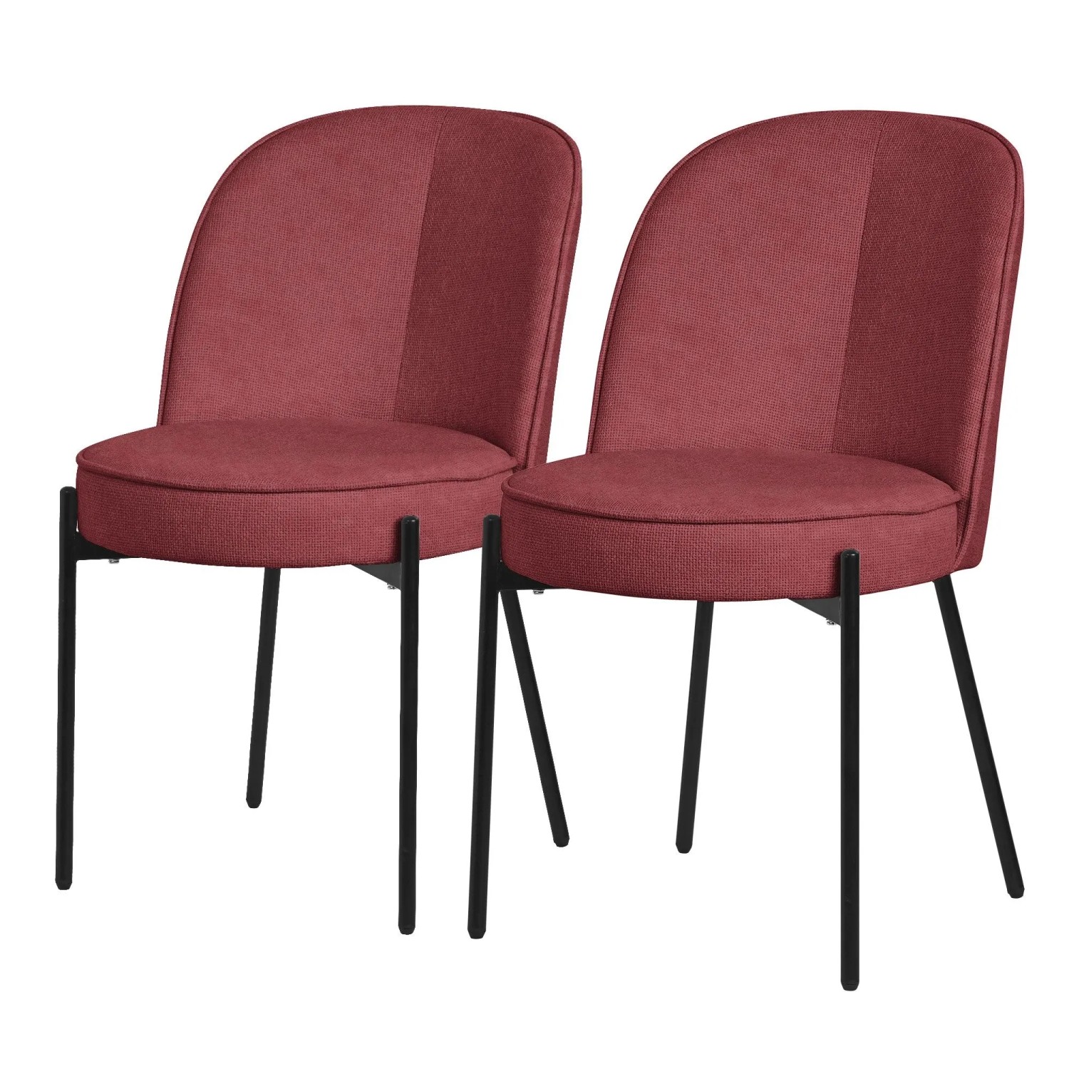 ML-Design Esszimmerstühle 2Er Set Rot mit Metallbeine und Stoffbezug