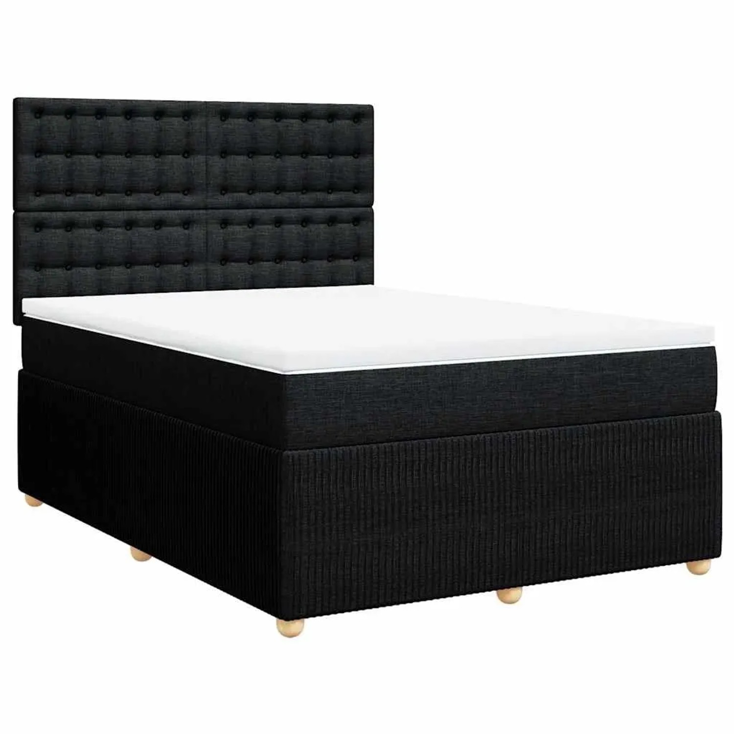 vidaXL Boxspringbett mit Matratze Schwarz 140x200 cm Stoff 3292095