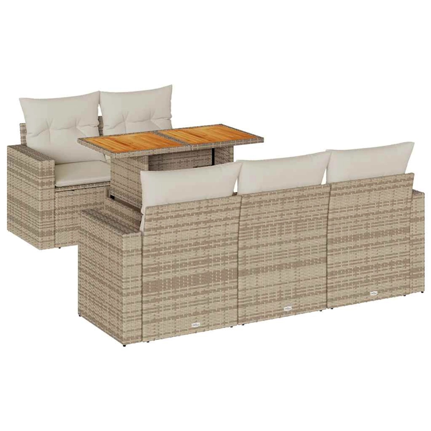 vidaXL 6-Tlg Garten-Sofagarnitur mit Kissen Beige Poly Rattan 3326991 günstig online kaufen