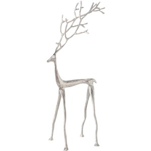 Silberne Boltze Home Figur Frody, 67 cm, Hirsch, Weihnachtsdeko für Innenräume.