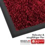 Rote Floordirekt Schmutzfangmatte Space 205. Robuster, saugfähiger Velours-Flor, rutschfester TPE-Rand.