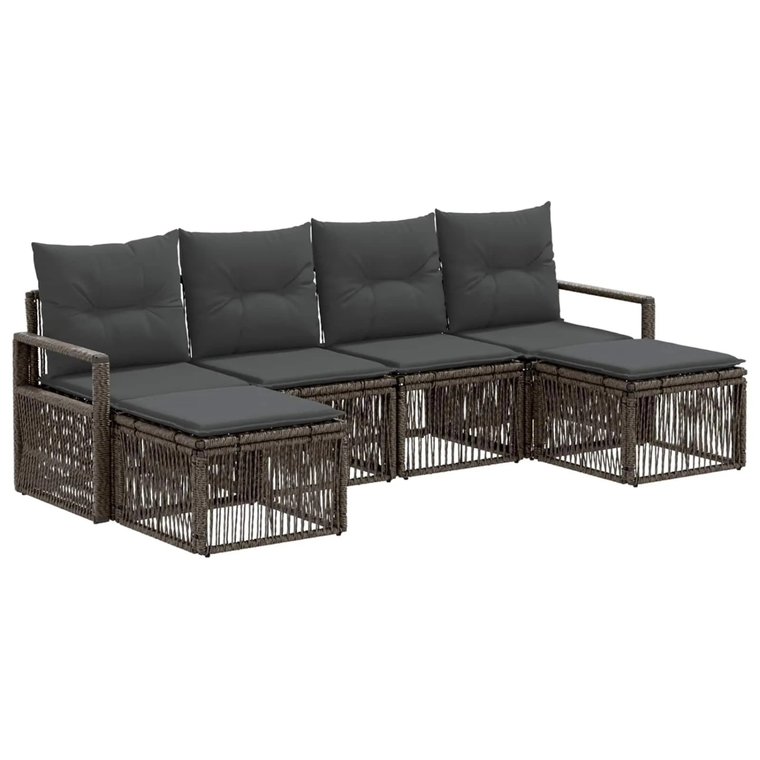 vidaXL Gartensofa-Set 6-Tlg Grau Poly-Rattan 3435791