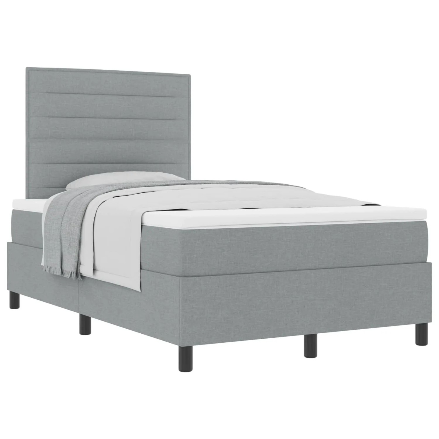 vidaXL Boxspringbett mit Matratze Hellgrau 120 x 190 cm Stoff 3339294
