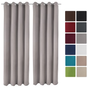 2 graue Beautissu Amelie Blackout Vorhänge 140x245cm mit Ösen, Fenstervorhang
