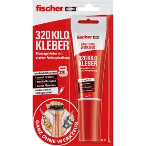 Fischer 320 Kilo Kleber, 80ml Tube, Montagekleber für Innenanwendungen, hohe Anfangshaftung.