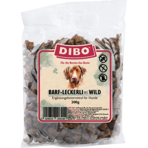Dibo Hunde-Belohnungssnacks Barf Wild, 200g Packung. Leckerli für Hunde mit Wild.