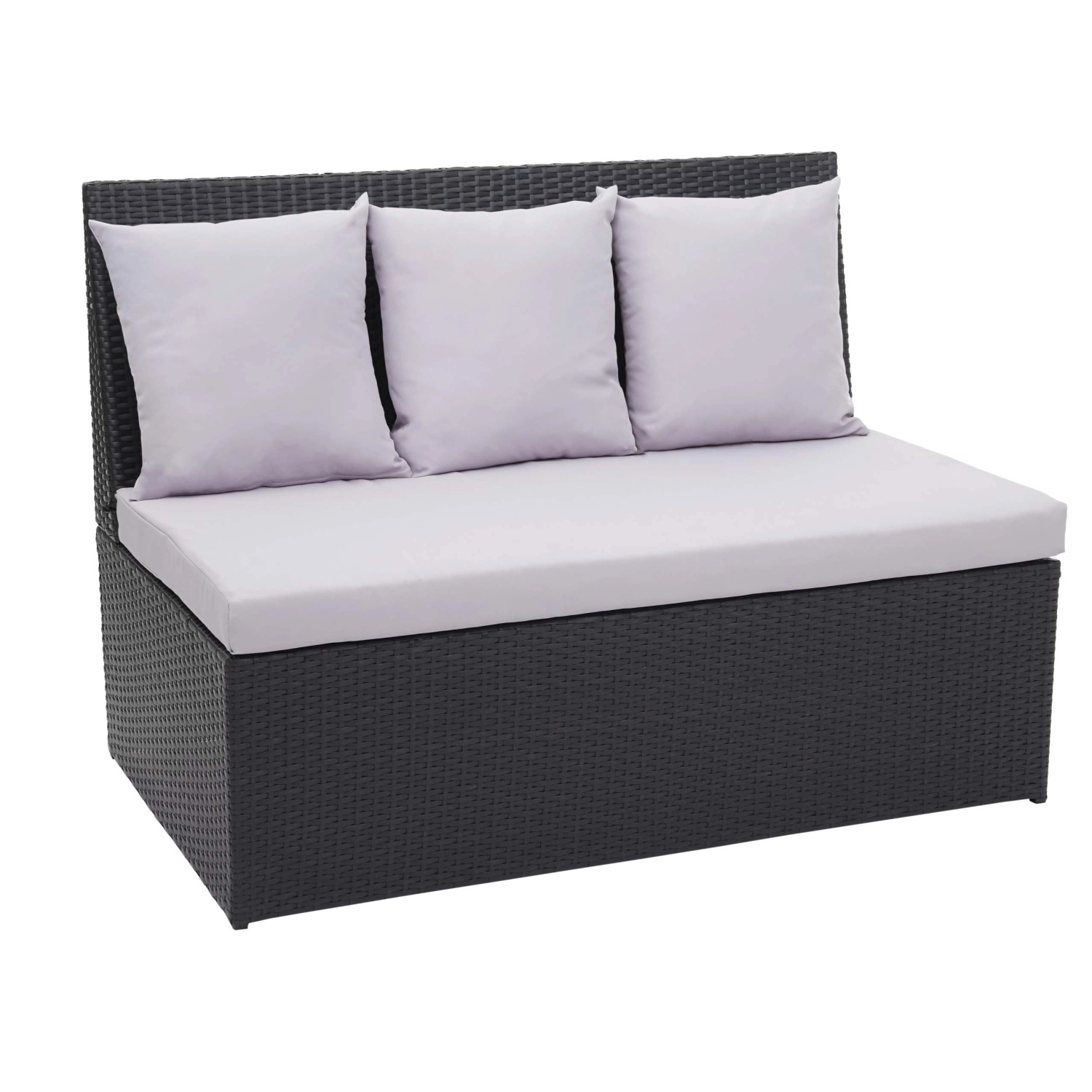 MCW Poly-Rattan 2er Sofa G16 Schwarz Kissen Hellgrau