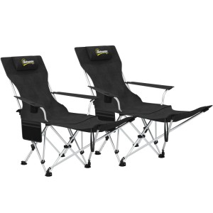 Outsunny Campingstuhl Metall Oxfordstoff Schwarz 82L x 100B x 88H cm