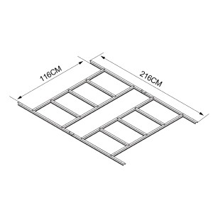 Floraworld Fundament für Gerätehaus Pultdach Gr. 3, verzinkt, mit Maßangaben 116x216cm für stabilen Unterbau.