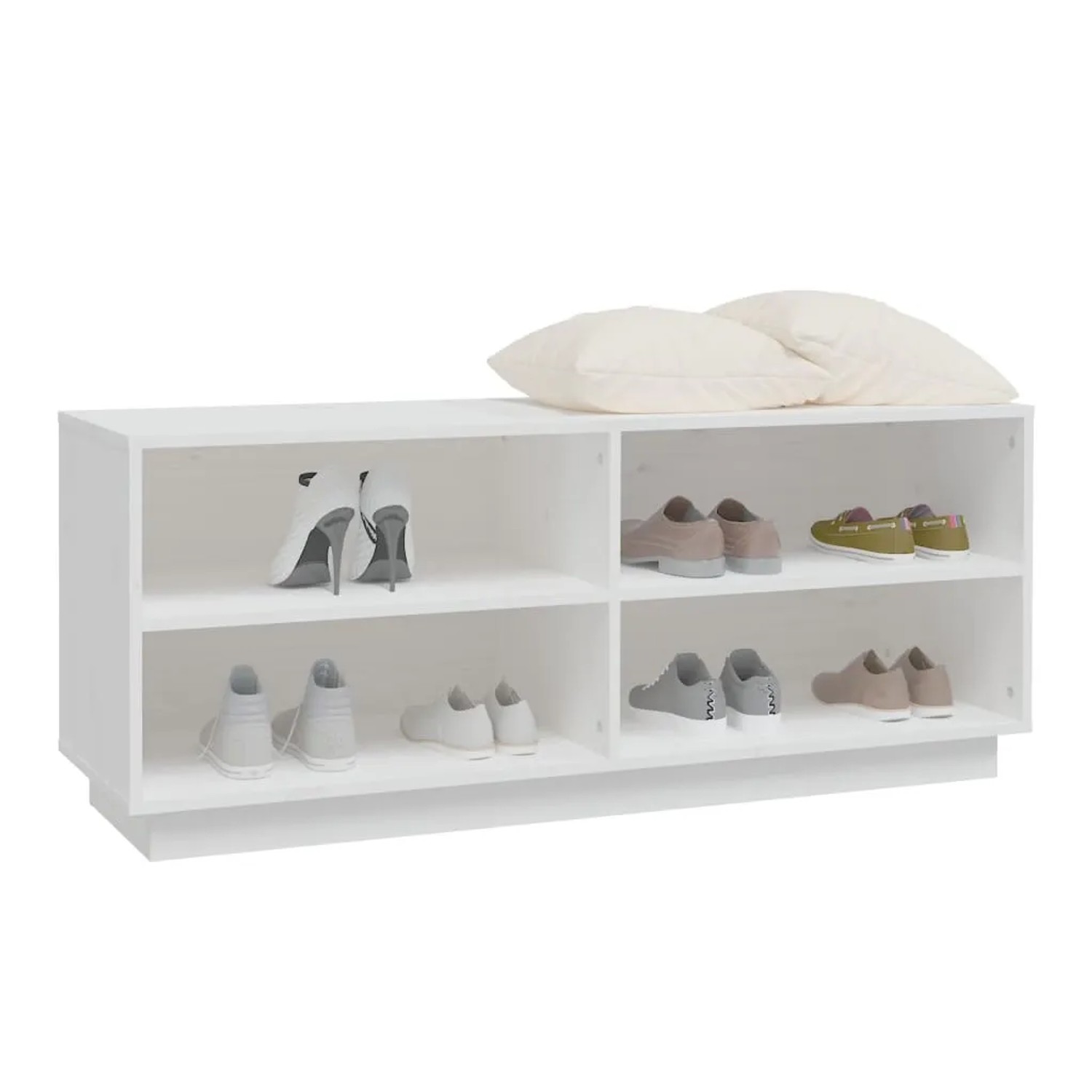 vidaXL Schuhregal Weiß 110x34x45 cm Massivholz Kiefer 813541_4