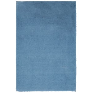 Himmelblauer Lalee Badteppich Paradise, 50x90 cm, flauschiger Flor für Badezimmer.