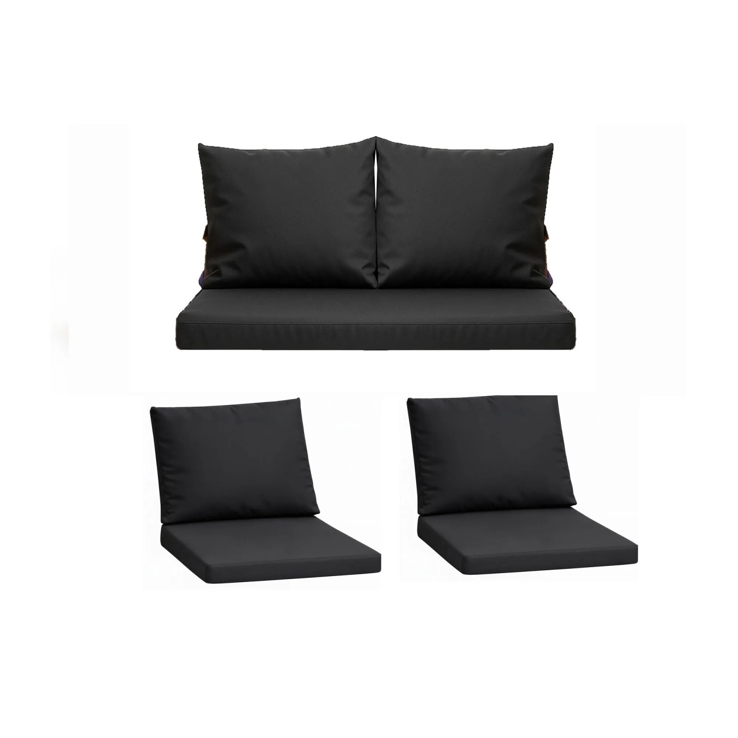Setgarden Komfort Set Gartenloungekissen aus Technorattan-Möbel Kissen für Sofa 110x60 cm + Sessel 1tlg Schwarz