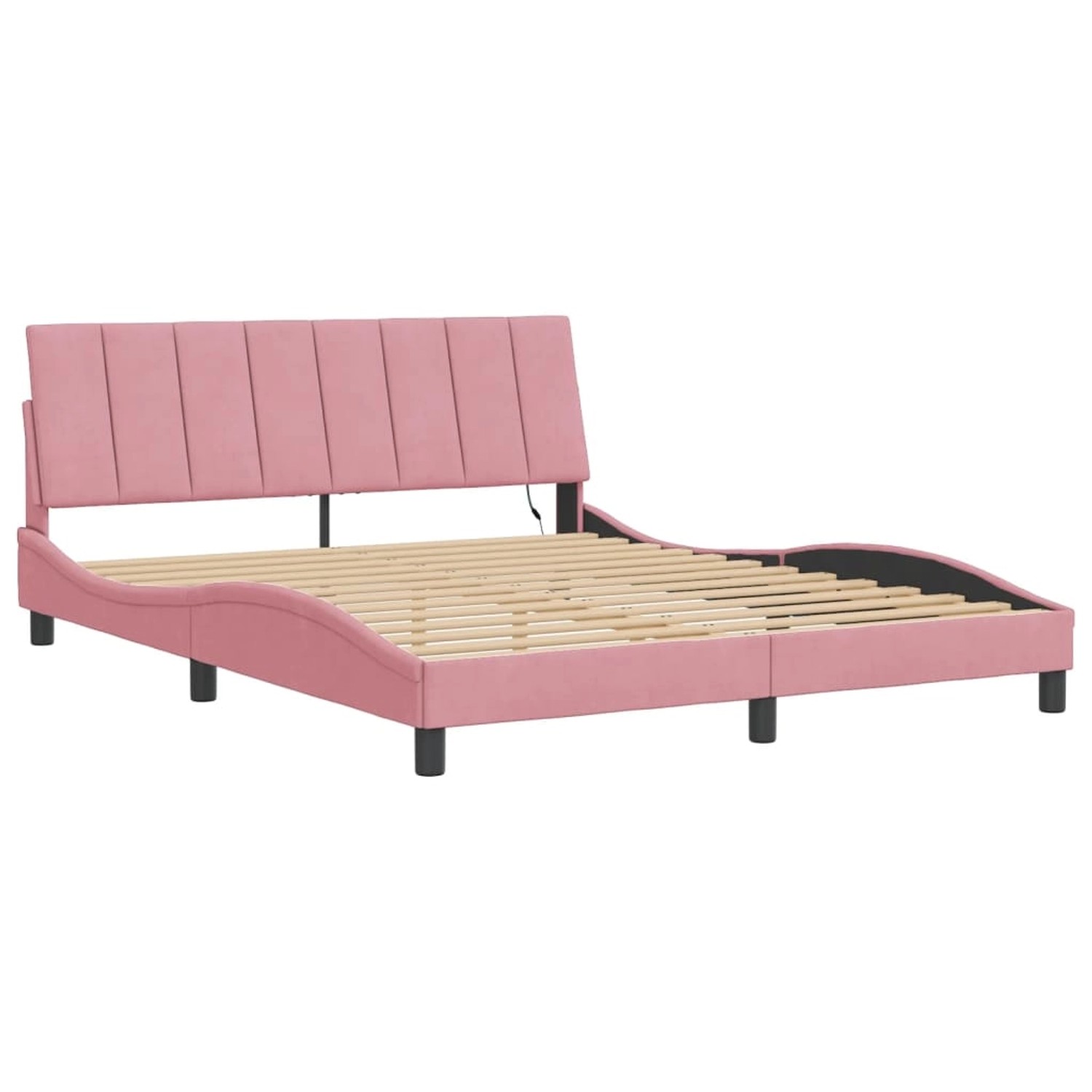 vidaXL Bettgestell mit LED ohne Matratze Hanko Rosa 160x200 cm Samt 3213792 günstig online kaufen