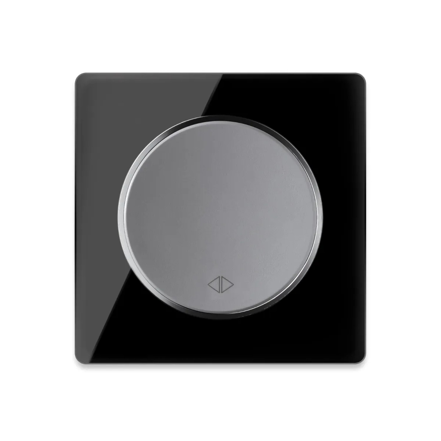 OneKeyElectro Wechselschalter Einfach Grau mit Glas Abdeckrahmen Schwarz