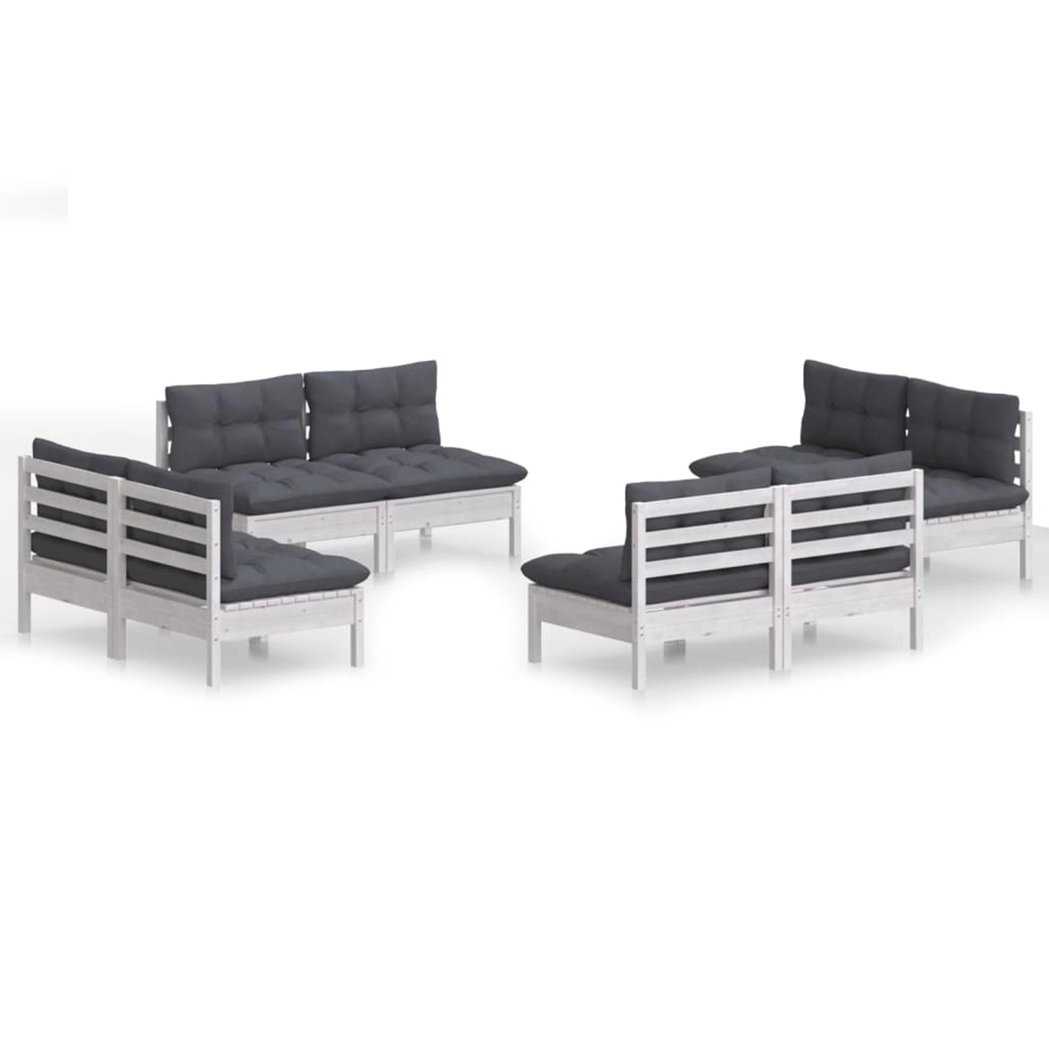 vidaXL 8-tlg Garten-Lounge-Set mit Anthrazit Kissen Kiefernholz Modell 1