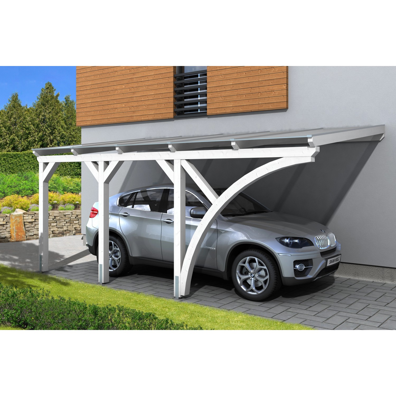 Skan Holz Carport Eifel 300 cm x 541 cm Weiß