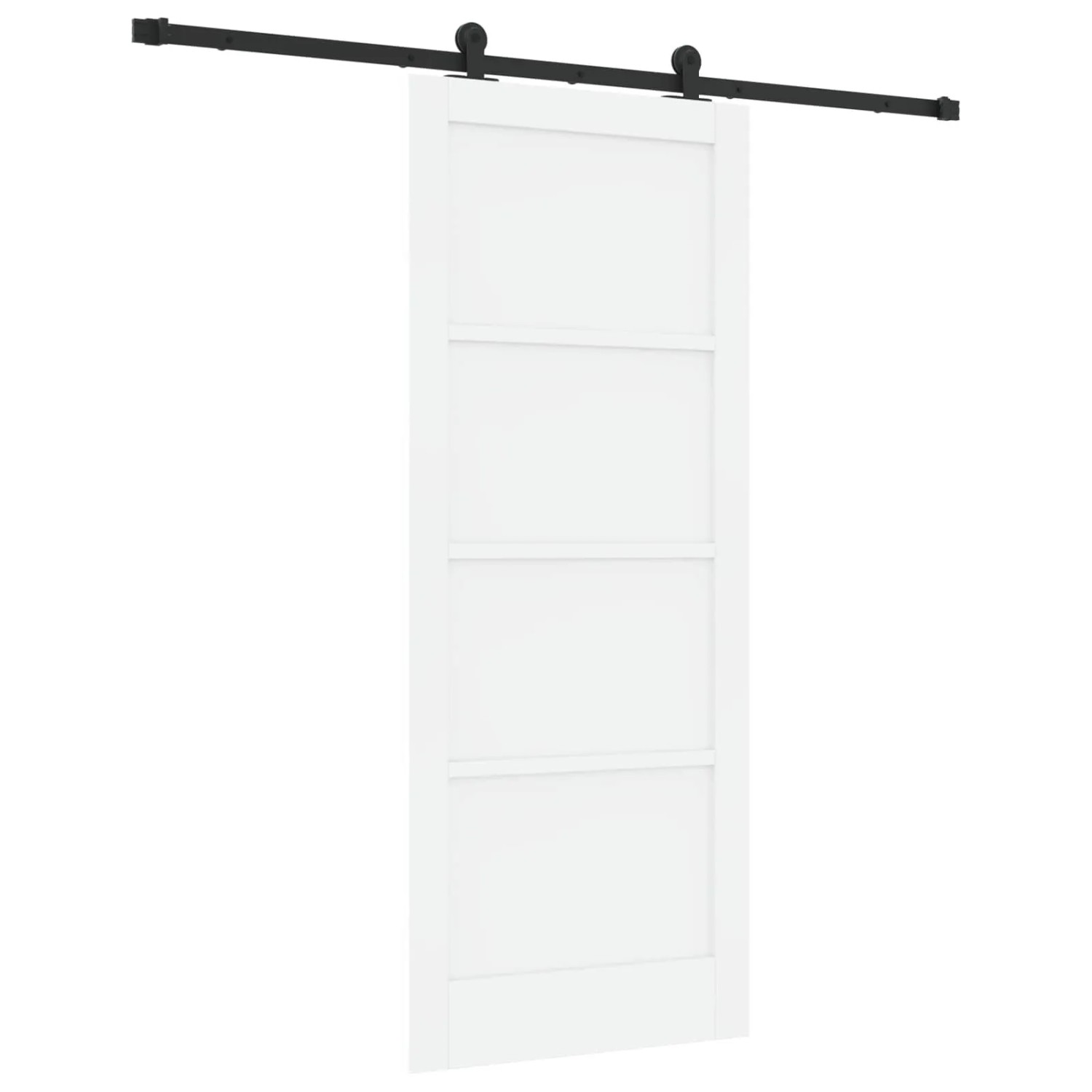 vidaXL Schiebetür Weiß und Schwarz 83 x 202 cm Massives Kiefernholz 3445461