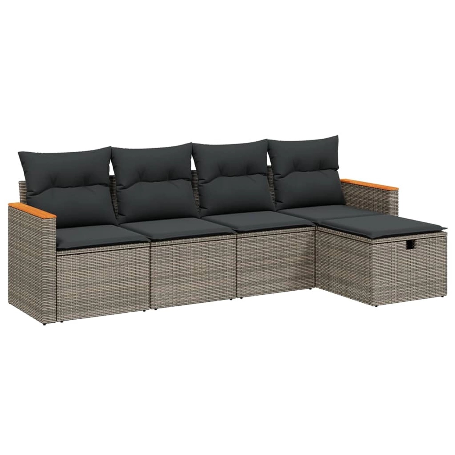 vidaXL 5-Tlg Garten-Sofagarnitur mit Kissen Grau Poly Rattan 3265288 günstig online kaufen