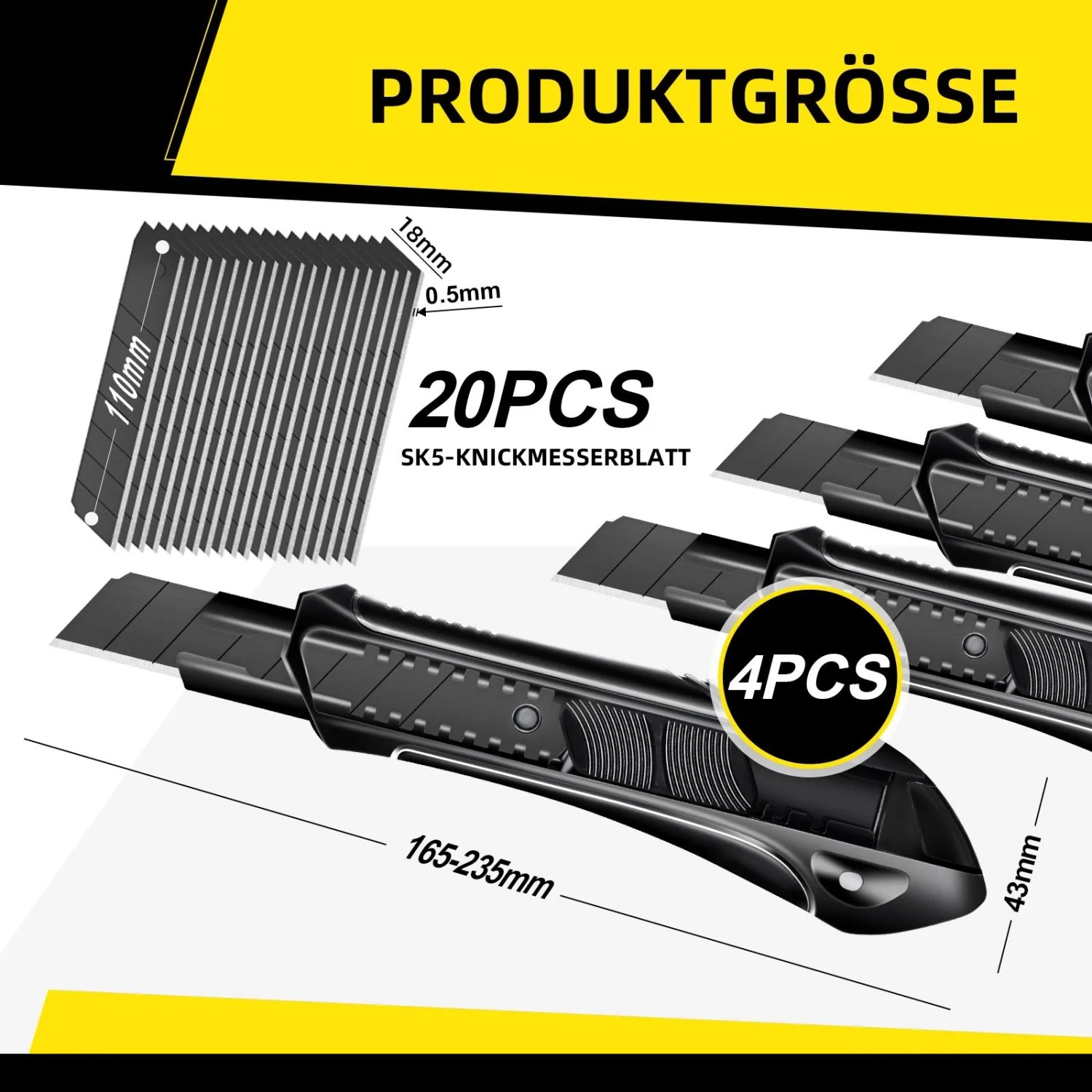 CCLIFE 18mm Abbrechmesser Set mit Sicherheitsverriegelung 20 Klingen und Teppichschneider