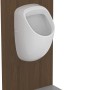 Weißes Ideal Standard Connect Absaugeurinal aus Kristallporzellan vor dunkler Wand.