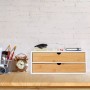 Relaxdays Schubladenbox Bambus MDF Weiß Natur 2 Fächer 14 cm x 33 cm x 21 cm 2,2 kg_2